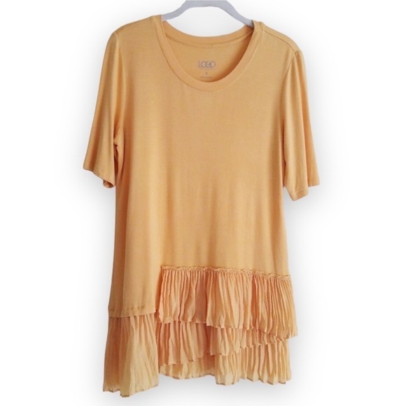 LOGO by Lori Goldstein Tops - LOGO Lori Goldstein ruffle hem top orange peach